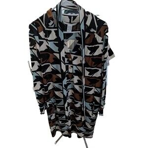 Diane von Furstenberg Abstract Print Dress Brown and Blue Sz 8